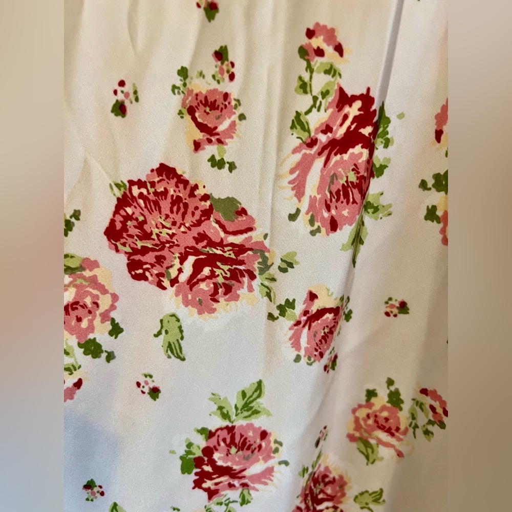 Pale Pink Colored Satin and Lace Floral Midi Skirt - Picture 6 of 9